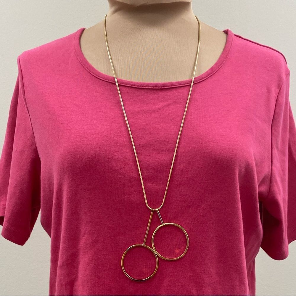 J. Crew gold long dangle open hoop pendant necklace